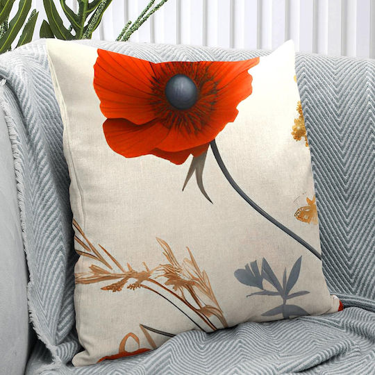 Darymex Dekorativer Kissenbezug aus 100% Baumwolle Rote 40x40cm