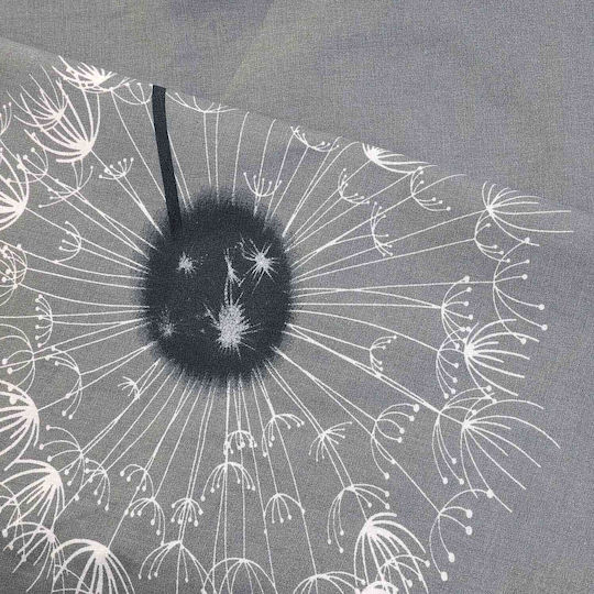 Darymex Dandelions Cotton Duvet Cover Set 220x200cm King Size with 2 Pillowcases Dark Grey