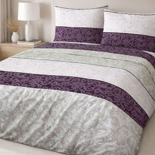 Darymex Cotton Duvet Cover Set 180x200cm Double With Pillowcase Purple Lilac