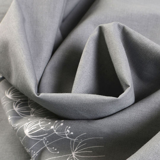 Darymex Dandelions Cotton Duvet Cover Set 220x200cm King Size with 2 Pillowcases Dark Grey