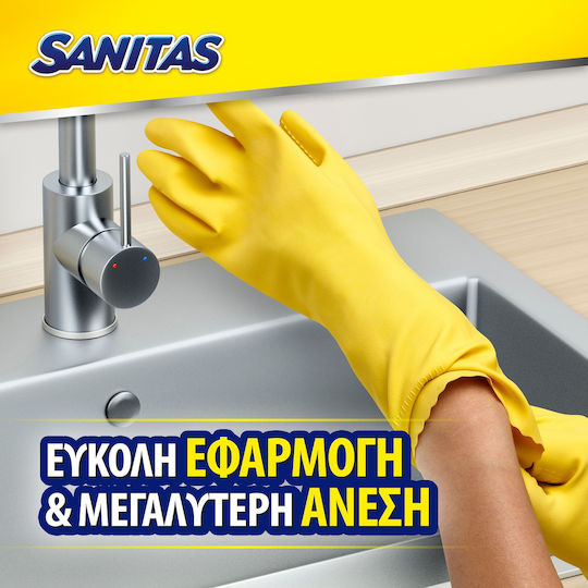 Sanitas Pair of General Purpose Cleaning Gloves Plastic Large Yellow