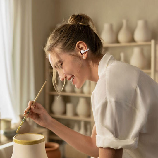 Shokz OpenDots 2 Open Ear Bluetooth Handsfree Ακουστικά με Αντοχή στον Ιδρώτα και Θήκη Φόρτισης Pearl White