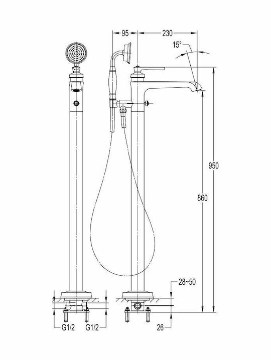 Omnires Mischung Badewannenarmatur Thermostatisch Silber
