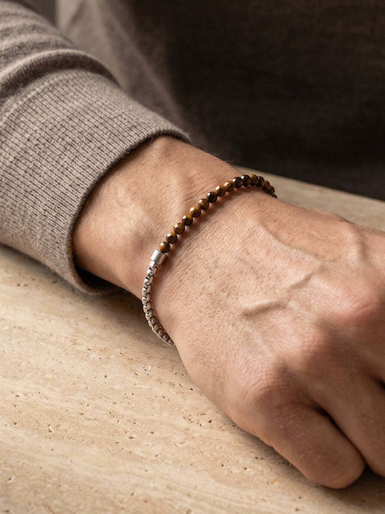 Steel & Barnett Men's Chain Bracelet with Eye Design Made of Leather