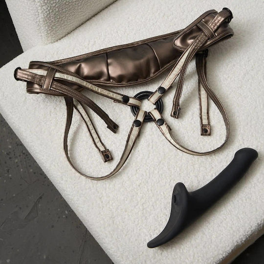 Strap On Velcro Closure Leatherette 2.0 Desirous Velcro Closure Strap On Harness Bronze