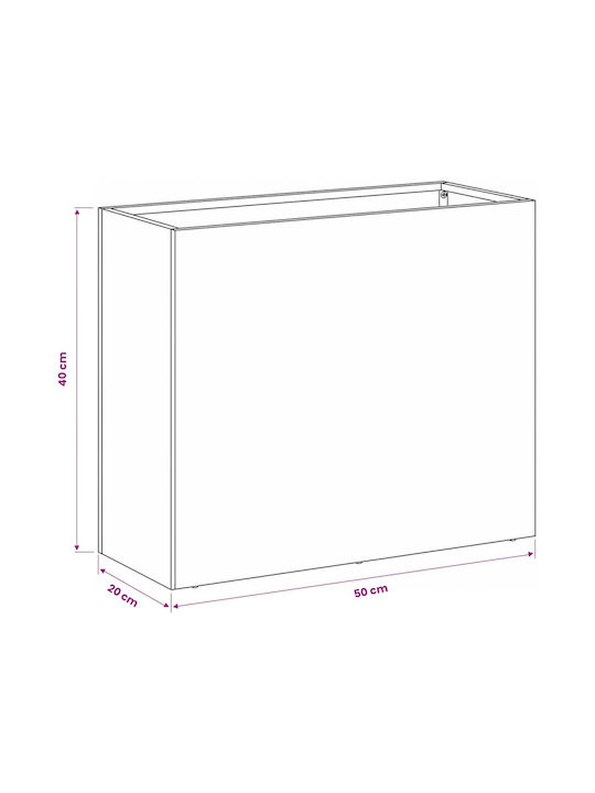 vidaXL Ghiveci De Flori Metalic Negru 50x20x40cm
