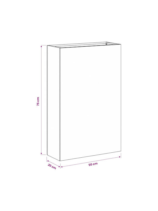 vidaXL Metallischer Weißer Pflanzgefäß 50x20x75cm