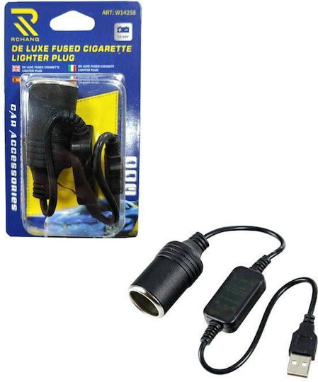 Rchang USB Adapter Converter Cigarette Lighter Socket Plug 12-24V W14258 De Luxe Fused Cigarette Lighter Plug