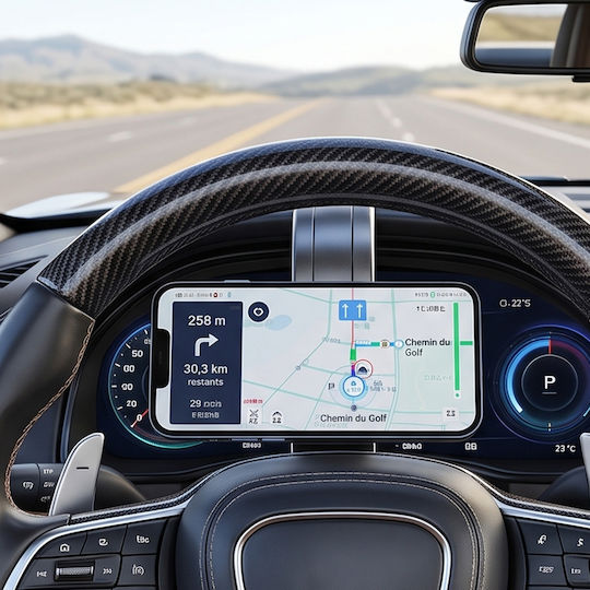 Avizar Suport auto magnetic flexibil adeziv 360° pentru telefon Negru