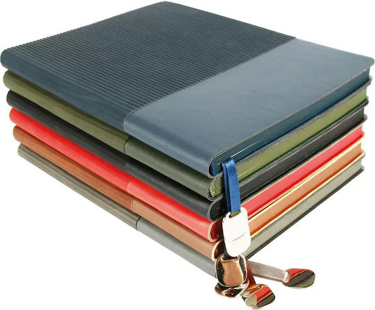 Flexy Faux Leather Dyed Edges & Metal Detail Set 40 Notebooks 112 Sheets Ruled Blue Personalized