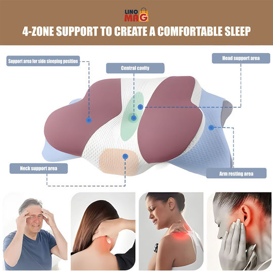 Pernă medicală cervicală Memory Foam 40x65x14.5cm Alb