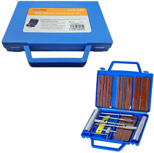 Pervoi Комплект за ремонт на гуми 27 части Пластмасова кутия Ctc-699 Tire Repair 27pcs