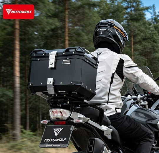 Motowolf Mb15 Motorrad-Topcase Aluminium 45l Wasserdicht Silber