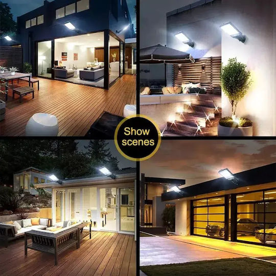LED Set of 2 Wall Mounted Solar Lights Cold White 6500K with Motion Sensor, Photocell and Remote Control IP65