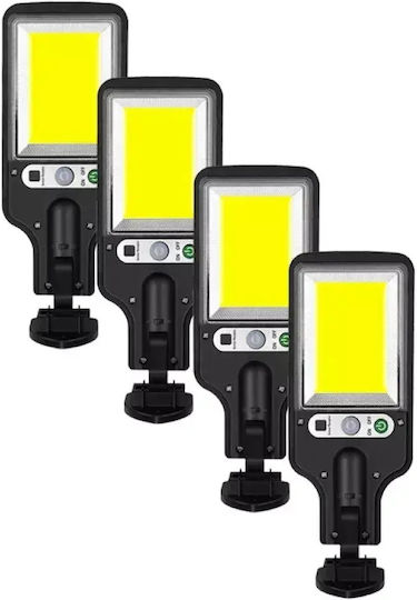 LED Set of 4 Wall Mounted Solar Lights Cold White 6500K with Motion Sensor, Photocell and Remote Control IP65