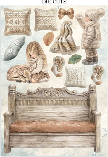 Junk Journal Focus Point Изрязвания Фонове Бяла Коледа