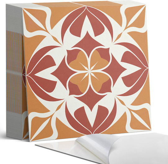 Symmetrical Floral Pattern Vinyl Floor Sticker 20x20x20 Cm
