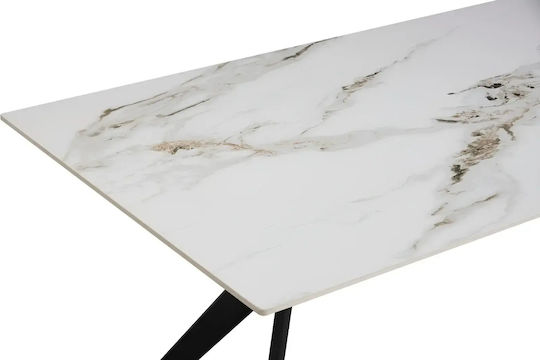 Powell Kitchen Table with Stone Surface White 80x80x75cm