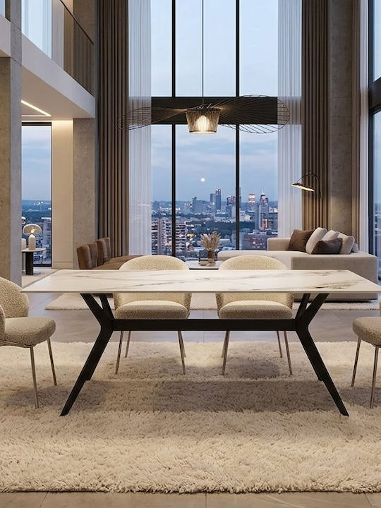 Powell Маса за кухня с каменна повърхност Бяла 80x80x75εκ.