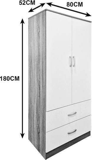 Alvia Doppeltür Kleiderschrank Weiß 80x51.5x180cm