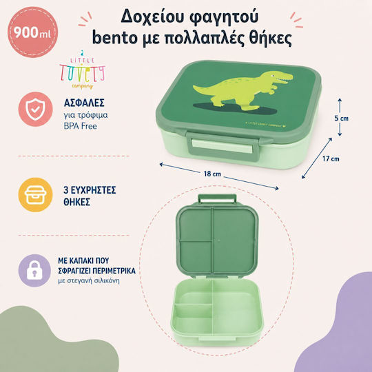 Offer A Little Lovely Company Bento Food Container 900ml & Stainless Steel Bottle 350ml Dinosaur