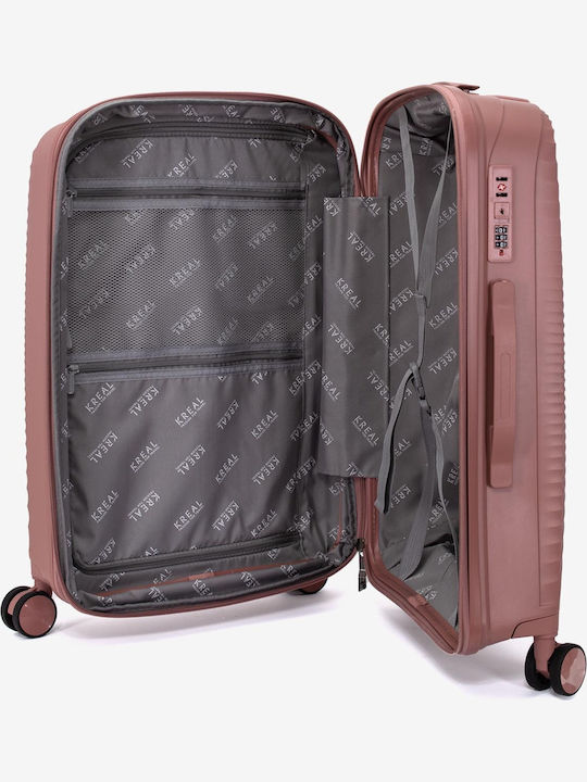 KREAL Среден куфар за пътуване твърд Rose Gold с височина 65 см