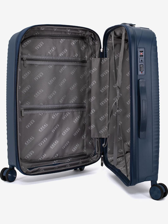 KREAL Μεσαία Βαλίτσα Ταξιδίου Σκληρή Dark Blue Ύψους 65εκ.