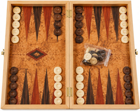 Wooden Checkers Set from Olive Wood & Dice for Backgammon