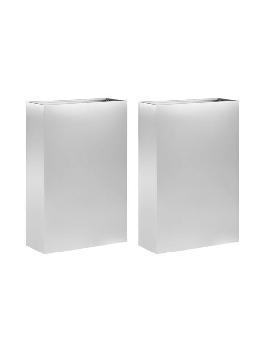 vidaXL Set of 2 Metallic Silver Flower Pots 40x20x75cm