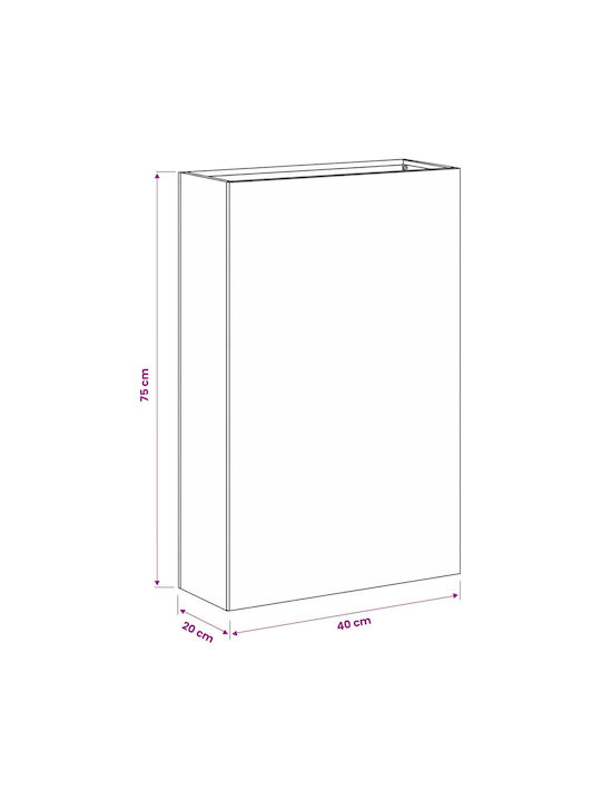 vidaXL Metallischer Blumentopf Silber 40x20x75cm