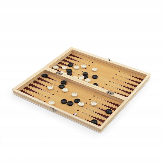 Premium Magnetic Backgammon/Chess Wooden with Chess Pawns 34cm