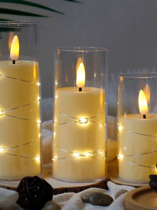 Christmas Plastic White Battery Candle 10cm