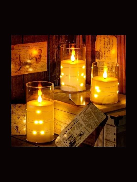 Christmas Plastic White Battery Candle 10cm