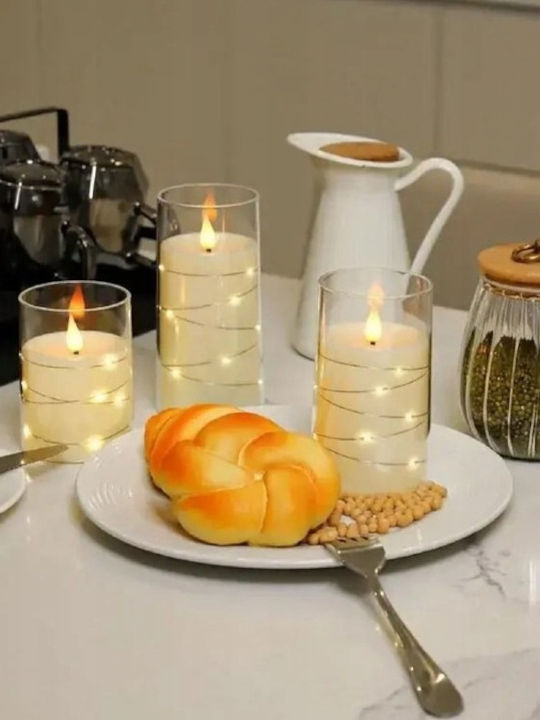 Christmas Plastic White Battery Candle 10cm