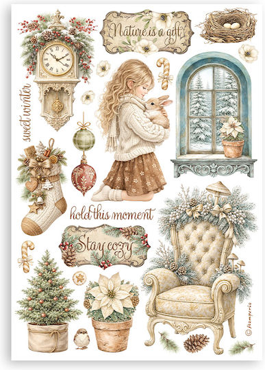 Αυτοκόλλητα Washi Pad A5 8 Φύλλα White Christmas