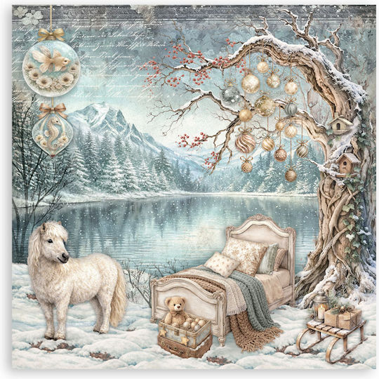 Hârtie Materiale Pentru Scrapbooking 22 Bucăți 30.5×30.5cm Stamperia White Christmas