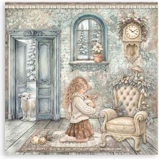 Hârtie Materiale Pentru Scrapbooking 22 Bucăți 30.5×30.5cm Stamperia White Christmas