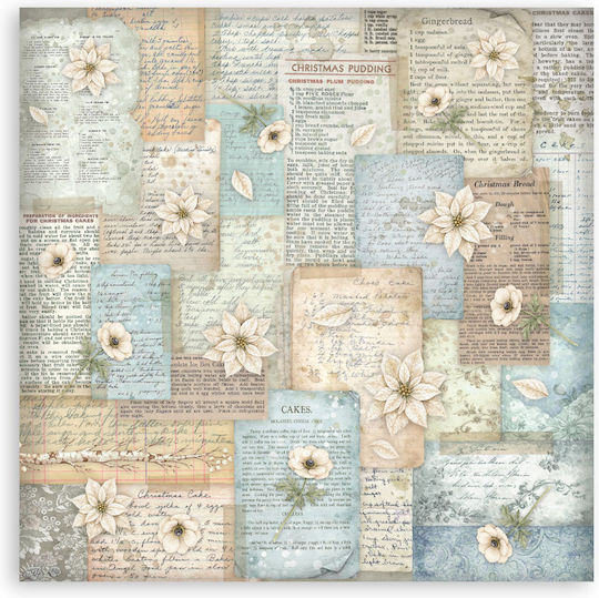 Scrapbooking-Zubehör 22 Stück 20,3×20,3cm Stamperia Weißer Weihnachten