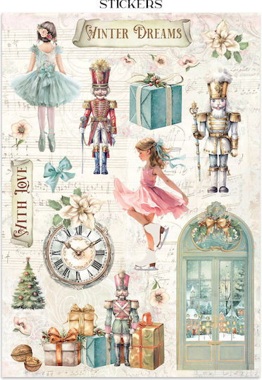 Junk Journal Αυτοκόλλητα Cut-outs Backgrounds Winter Magic