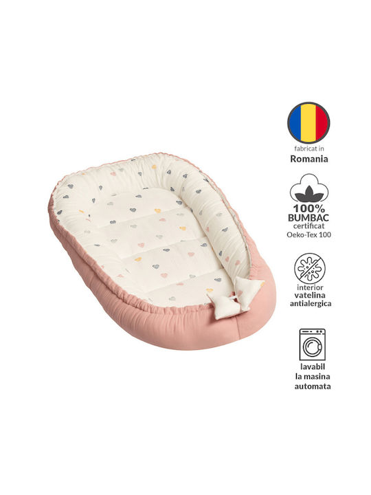 Kidizi Pernă pentru bebeluși tip cuib Color Hearts 50x90cm