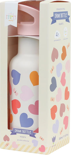 A Little Lovely Company Sticlă Termos Din Oțel Inoxidabil Pentru Copii Cu Pai Bej 350ml