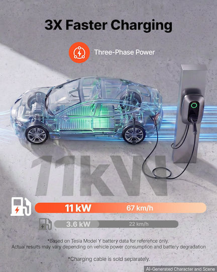 Vevor Wall Mounted Three-Phase 11kW Charging Station with Built-in Cable Type 2 (OZSXJLD11KWCJJ1FR001V8)