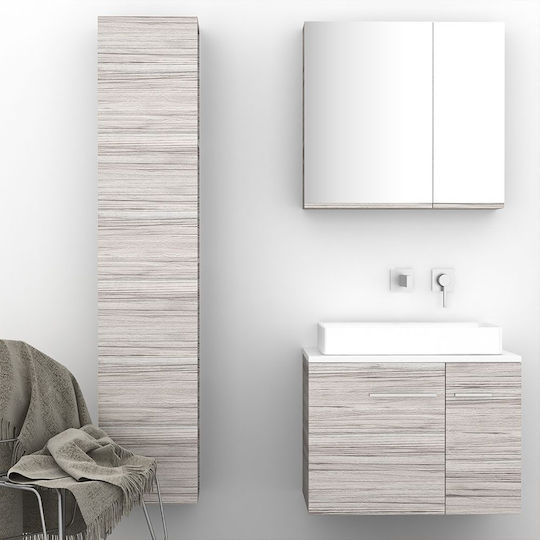 Orabella Solid Surface 70 Bathroom Vanity Unit Without Sink With Mirror L70xD45xH50cm Wood Shades