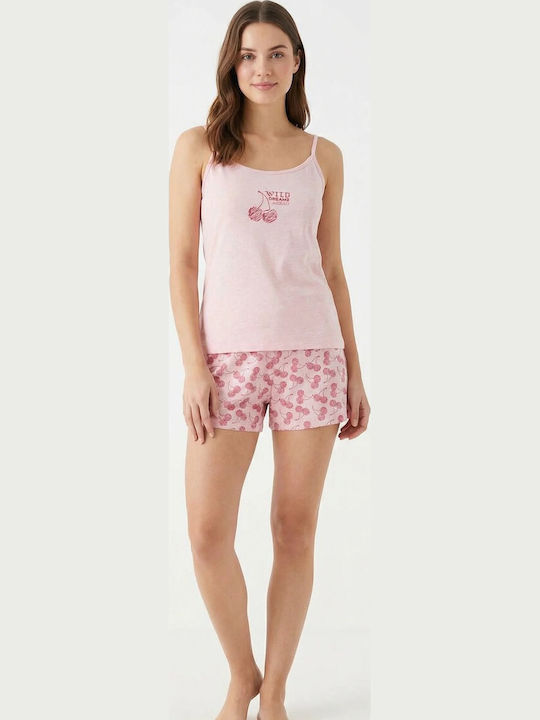 Dreams by Joyce Sommer Baumwoll Schlafanzug Damen Shorts Rosa