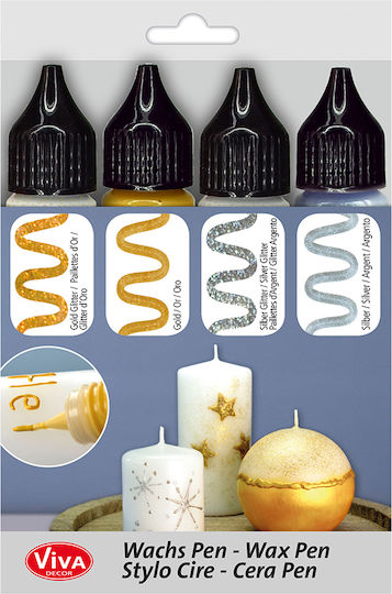 Set Candle Wax Pen Viva Decor Candle Decoration Pens 4 Pieces Gold-Silver