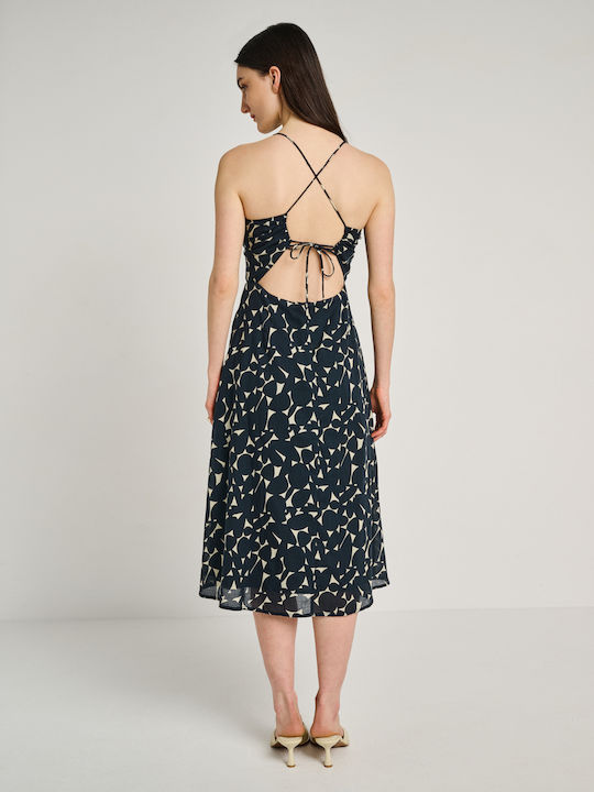 Sommer Midi Damenkleid Marineblau