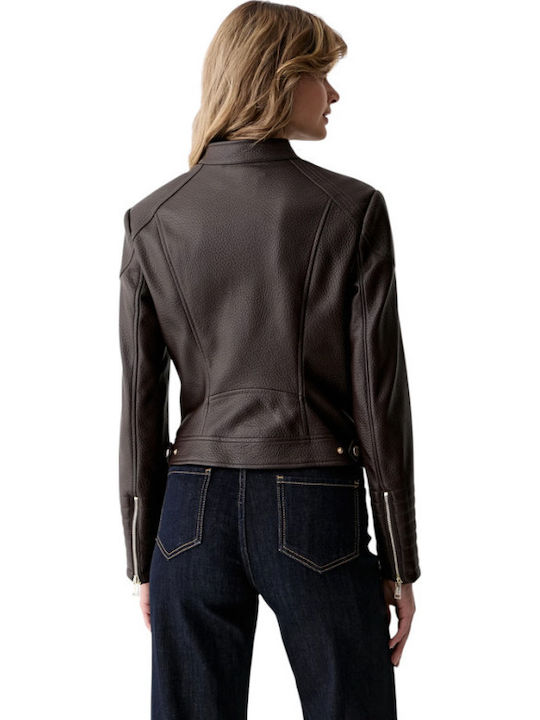 Marlene Γυναικείο Biker Jacket Καφέ