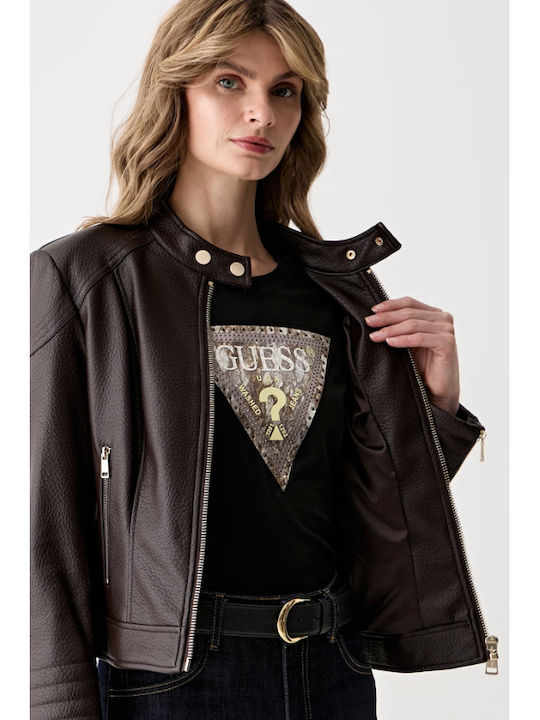 Marlene Γυναικείο Biker Jacket Καφέ
