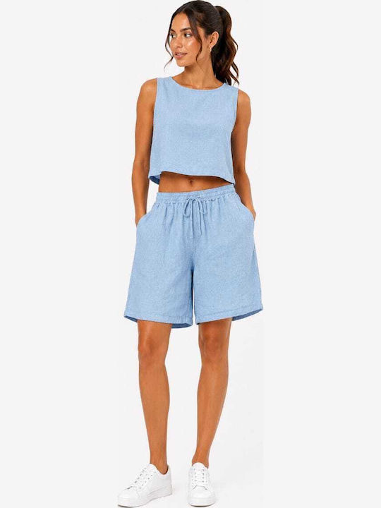 Women's Linen Bermuda Light Blue 2229 Light Blue