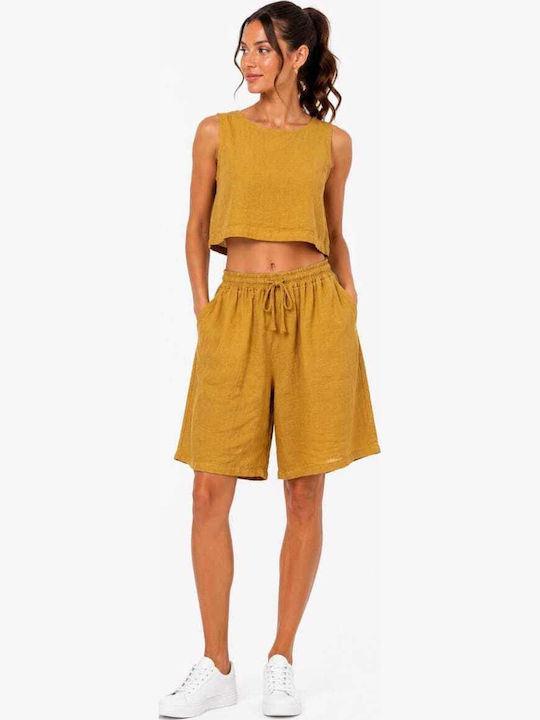 Women's Linen Bermudas Yellow